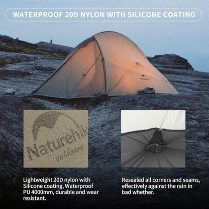 Naturehike Cloud Up 1 Person Tent, Lightweight Backpacking Tents for One Man, Waterproof Ultralight One Person Tent for Camping Hiking Backpacking - color: Sand