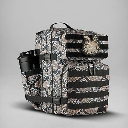 WOLFpak 35L Athletic Gym Backpack (Python) - Durable 1000D Waterproof Oxford Material with MOLLE Webbing, Laptop Pocket & Dual Cup Holders, Durable Fitness/Travel/Military Daypack - color: Python