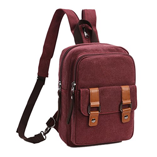 Arbag Small Cute Backpack Vintage Casual Canvas Shoulder Bag Daypack 8528bag,Winered - color: Winered