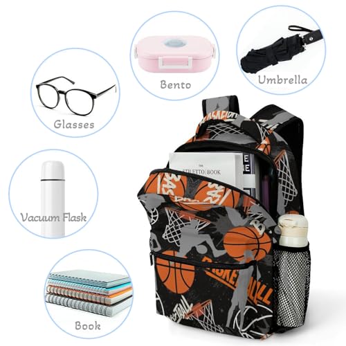 Basketball Theme Backpack Set for Kids,School Bookbag with Lunch Box and Pencil Pouch Bag(Basketball) - color: Basketball