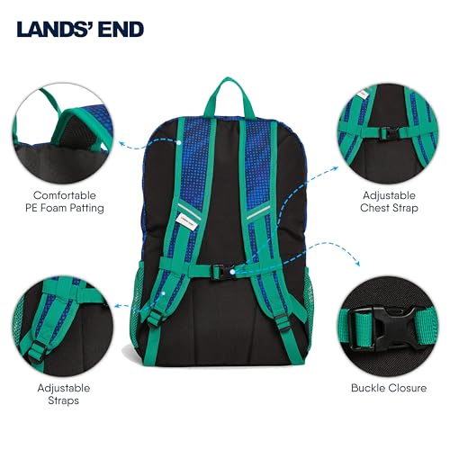 Lands' End Unisex Kids Large ClassMate Lightweight Durable Elementary School Backpack, Bright Blue - color: Bright Blue