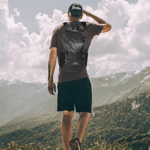 Daypack Ultralight Foldable Water-Resistant Nylon Durable Tear-Resistant, Ideal for Hiking, Camping,Compact Size Fits Pocket - color: Black