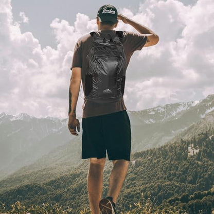 Daypack Ultralight Foldable Water-Resistant Nylon Durable Tear-Resistant, Ideal for Hiking, Camping,Compact Size Fits Pocket - color: Black