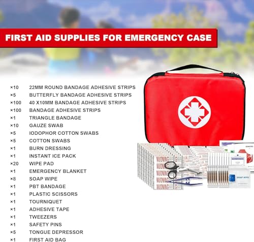 Travel-First Aid-Kit Car-Home 300PCS Survival-Kit Outdoor-Adventure - Small Portable Red Emergency Essential Sets Office Hiking Camping Business Public Must Have First Aid Gear Equipment 1st Aid - style: Red-300Pcs