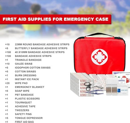 Travel-First Aid-Kit Car-Home 300PCS Survival-Kit Outdoor-Adventure - Small Portable Red Emergency Essential Sets Office Hiking Camping Business Public Must Have First Aid Gear Equipment 1st Aid - style: Red-300Pcs
