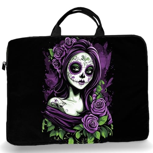 15-Inch Laptop Sleeve – Stylish, Lightweight, Shockproof, Water-Resistant Case for Lenovo, HP, Dell, Asus Notebooks - Day of The Dead Sugar Skull Women - color: Day of the Dead Sugar Skull Women
