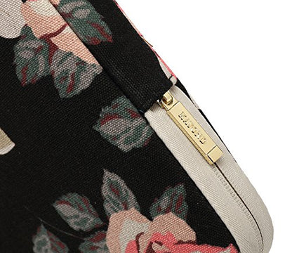 KAYOND Black Rose Patten Canvas Water-Resistant 13.3 Inch Laptop Sleeve - size: 13-13.3Inch