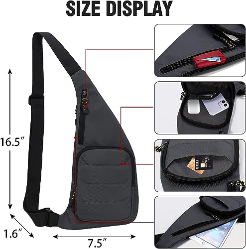 Peicees Water-resist Sling Bag Crossbody Bag for Men Slim Chest Backpack Man Purse Small Shoulder Bag for Travel Hiking - color: Z-blue