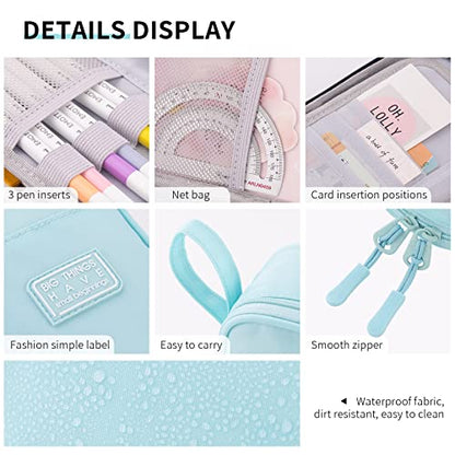 CICIMELON Durable Pencil Case Big Storage Pen Pouch Bag for School Supplies Office College Teen Adults, Light Blue - color: Light Blue