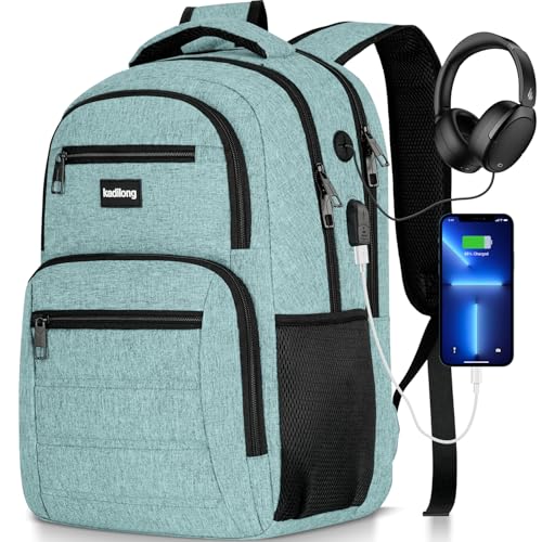 Laptop Backpack for Men School Bookbag for Teen Boys,Computer Backpack Back Pack with Laptop Compartment & USB Port for Workout College - color: Green, size: 15,6 inch