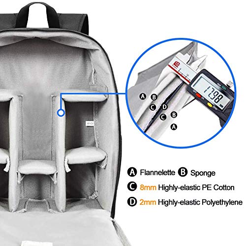 CADeN DSLR SLR Camera Backpack Bag for Mirrorless Cameras/Photographers, Camera Case Water-Repellent Compatible with Nikon Canon Sony Lens Tripod Accessories Photography Men Women (Black, Small)