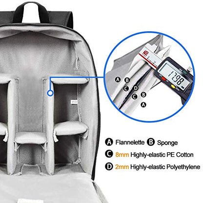 CADeN DSLR SLR Camera Backpack Bag for Mirrorless Cameras/Photographers, Camera Case Water-Repellent Compatible with Nikon Canon Sony Lens Tripod Accessories Photography Men Women (Black, Small)