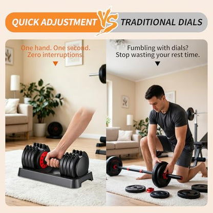 Adjustable Dumbbell Set of 2, 50LBS/100LBS Weights Dumbbell Set with Storage Box, 25lbs/50lbs Pair Adjustable Weights with Anti-slip Silicone Grip, 5-in-1/10-in-1 Quick-Lock Hand Weight Set For Home Gym Suit both Men and Women - color: 50LBS Pair(Total 10