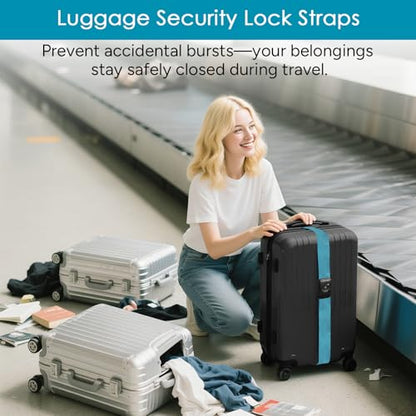 Travel Inspira Luggage Straps for Suitcases with TSA Lock, Protect Your Luggage Anti-Burst, High Visibility Color, Easy to Identify Luggage Adjustable Heavy Duty Belt for 20-28 Inch Suitcases - color: Blue