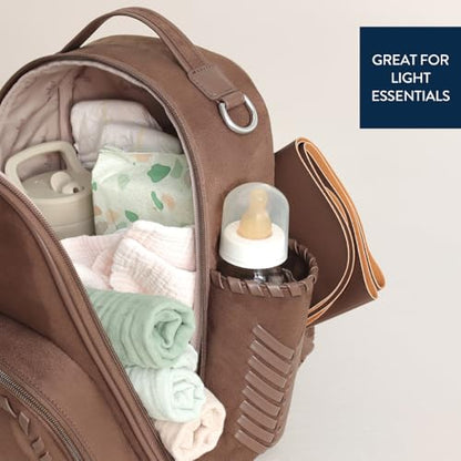 Itzy Ritzy Mini Diaper Bag Backpack – Chic, Compact Mini Plus Backpack with Changing Pad, 10 Pockets (6 Internal, 4 External), Grab-Top Handle & Rubber Feet (Aspen) - color: Aspen