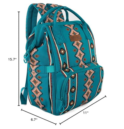 Montana West Wrangler Callie Diaper Bag Backpack with Stroller Straps Multifunction Baby Travel Bag WG2204-9110TQ - color: Turquoise