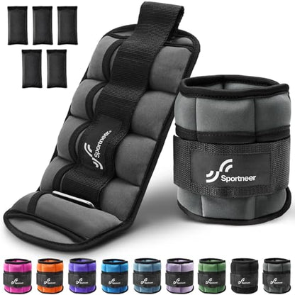 Sportneer Adjustable Ankle Weights for Women and Men 7 lbs/Pair Adjustable Leg Weights with Secure Straps, Strength Training Weighted for Yoga, Walking, Running, Aerobics, Gym, Physical Therapy - color: Dark Gray