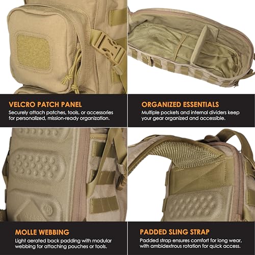 Evac Plan-B(TM) Sling Pack w/ MOLLE by Hazard 4(R) - Coyote - color: Coyote, size: Evac Plan-B