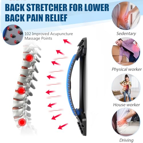 LMSEP Back Stretcher for Lower Back Pain Relief, Multi Level Back Cracker Board for Herniated Disc, Scoliosis, Spine Decompression, Back Cracking Device, Upper and Lower Back Stretcher