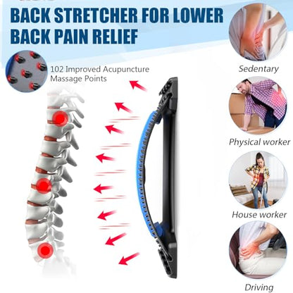 LMSEP Back Stretcher for Lower Back Pain Relief, Multi Level Back Cracker Board for Herniated Disc, Scoliosis, Spine Decompression, Back Cracking Device, Upper and Lower Back Stretcher
