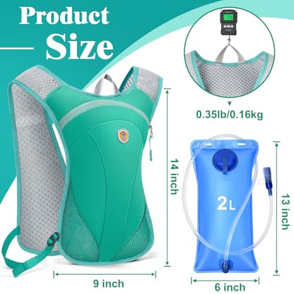 Hydration Backpack with 2L Water Bladder Bag, Lightweight and Breathable Running Vest for Men, Adjustable Chest Straps Water Pack for Cycling Hiking Climbing Outdoor - color: Turquoise