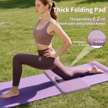 PAIDU Yoga Knee Pad - 1 Inch Thick with Extra Cushioning, Pain-Free for Knees, Elbows, Wrists and Back | Foldable and Multi-Functional, Suitable for Home Gym, Pilates, Plank, Abdominal Training Fitness Mat - color: Purple + Warm Grey