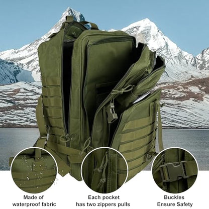 50L Large Military Tactical Backpack Molle Army Assault Pack for Travel Camping Hiking Fishing Backpack for men (green) - color: Green