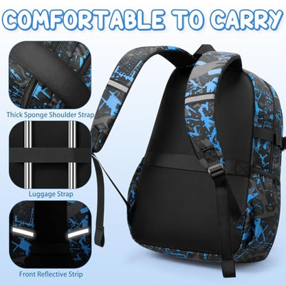 Fimibuke Backpack for School Boys, 3 PCS Cool Luminous Kids Backpacks with Lunch Box & Pencil Pouch, Toddler Teen Glow in The Dark Backpack Bookbag Schoolbag Set for Elementary to High School Students - color: Music