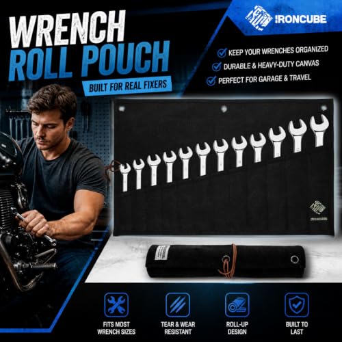 IRONCUBE Tool Pouch, Roll-Up Storage Bag for Hand Tools & Wrenches - style: 12 Pockets Canvas