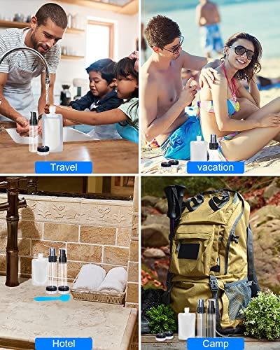 SEQUHITKU 17 Pack Travel Pouches for Toiletries,TSA Approved,Portable Containers,Stand Up Pouch,Refillable Travel Accessories for Shampoo Conditioner Lotion Soap Liquids (A-17pcs) - size: A-17pcs