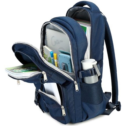 abshoo Large Heavy Duty Backpack For School College Bookbag Casual Multi Pocket Travel Backpacks - color: Navy