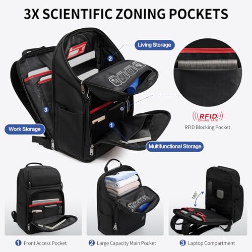OIWAS Backpack with Laptop Compartment, 15.6 Inch Laptop Backpack for Men with Weight Reduction System, Travel Laptop Backpack with USB Charging Port, RFID Protection Pocket Tech Backpack - style: 23l