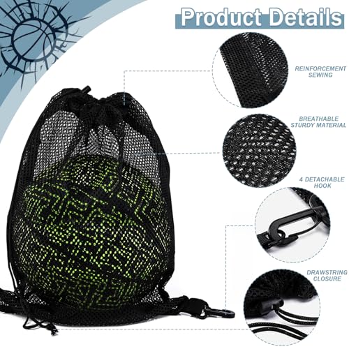 STAY GENT Drawstring Basketball Backpack for Boys, Foldable Soccer Backpack Gym Bag Sackpack Sports Sack with Detachable Ball Mesh Bag for Volleyball Baseball Yoga - color: Coal Black