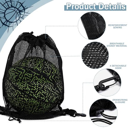 STAY GENT Drawstring Basketball Backpack for Boys, Foldable Soccer Backpack Gym Bag Sackpack Sports Sack with Detachable Ball Mesh Bag for Volleyball Baseball Yoga - color: Coal Black