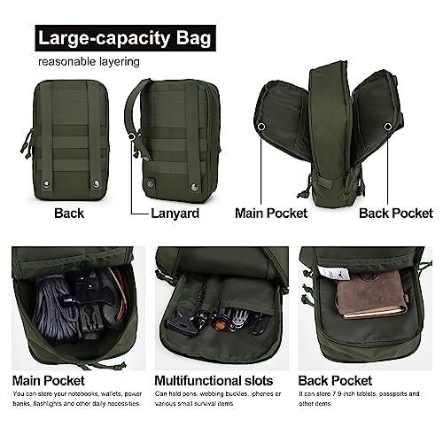Mardingtop Molle Tactical Utility Pouch, EDC Admin Pouch Bag, Molle Attachment Military Modular Attachment - color: army green