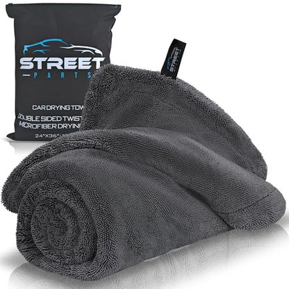Car Drying Towel 24"x36" 1400GSM Edgeless Microfiber Towel, Ultra-Absorbent Auto Detailing Towel with Twisted-Loop Fiber Design, Streak Free, Lint Free Drying for Cars, SUVs, & Trucks