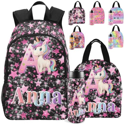 Personalized Backpacks For Girls Custom Backpack For Girls Back to School Customized Name Backpacks Custom Bookbag Set Gifts For Daughter, Granddaughter, Niece - color: A04