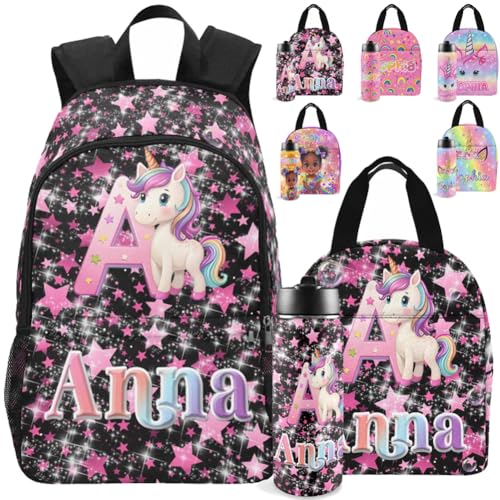 Personalized Backpacks For Girls Custom Backpack For Girls Back to School Customized Name Backpacks Custom Bookbag Set Gifts For Daughter, Granddaughter, Niece - color: A04