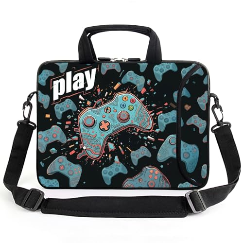 AMARY 15.4" 15.6" laptop sleeve adjustable shoulder strap with handle accessory pocket for men women (Games-1) - color: Games-1
