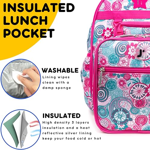 J World Duet Kids Backpack & Lunch Box Set For Boys & Girls Pre-K to Elementary School, Blue Raspberry - color: Blue Raspberry