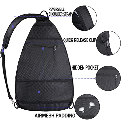 Pickleball Bag - Pickleball Bags for Women Men - Pickleball Backpack - Travel Pickleball Paddle Case, Pickle Ball Bag for Pickleball Paddle Tennis Racket, Protable Pickleball Sling Bag - color: Black
