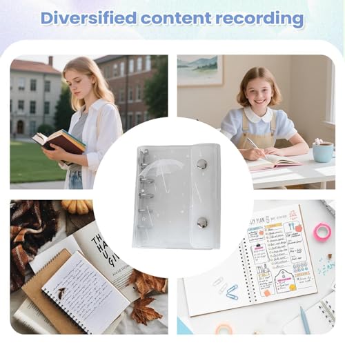 Cute Binder - 6-Hole M5 Clear Cute Portable Cover - Pocket Journal Planner,for Journal Planner Daily Weekly Monthly Study Work Business Travel Home Office Desk Backpack Purse