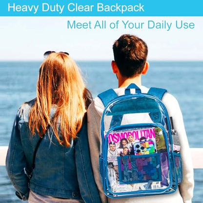 AGSDON Clear Backpack, Heavy Duty Transparent Bookbag, See Through PVC Backpacks for Women Men - color: Navy