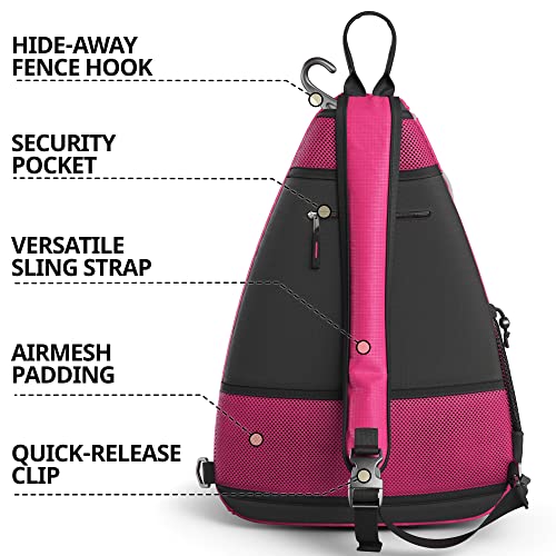 Athletico Sling Bag - Crossbody Backpack for Pickleball, Tennis, Racketball, and Travel for Men and Women - color: Pink