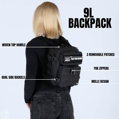 WOLFpak 9L Mini Tactical Backpack for Men & Women | Compact, Small Everyday Carry Bag for Gym, School, Travel | Durable, Water-Resistant Daypack with Molle System and Patch Panel (Khaki) - color: Khaki