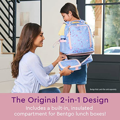 Bentgo Kids 2-in-1 Backpack & Insulated Lunch Bag - Durable 16” Backpack & Lunch Container in Unique Prints for School & Travel - Water Resistant, Padded & Large Compartments (Lavender Galaxy) - color: Lavender Galaxy