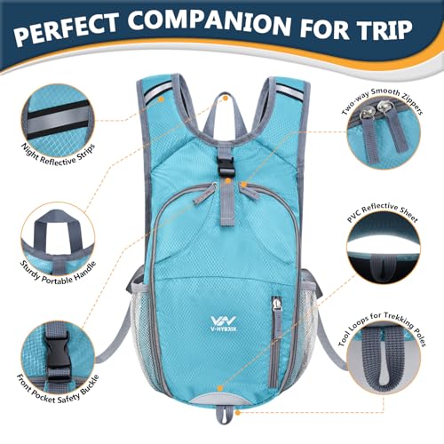 15L Foldable Hiking Backpack,Lightweight Packable Waterproof Machine Washable Daypack with Chest Strap,Small Folding Pack for Travel/Walking for Men&Women-0.52LB Blue - color: Blue