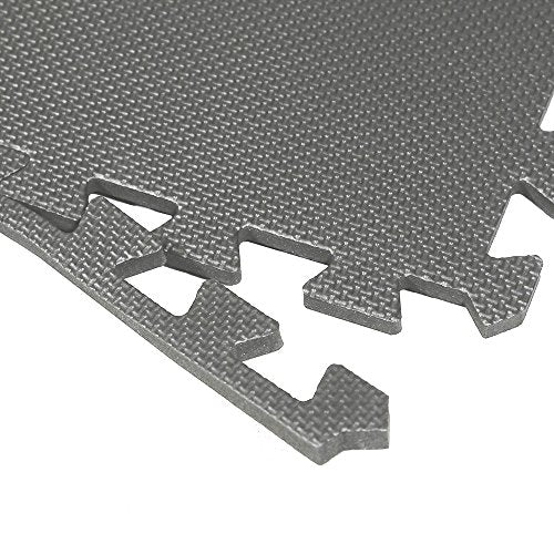 Xspec 3/8" Thick 100 sq. ft. (25 pcs) Gym EVA Foam Floor Mats (24" x 24") | T Pattern, Charcoal Grey - style: T Pattern-Grey