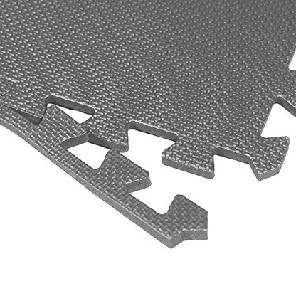 Xspec 3/8" Thick 100 sq. ft. (25 pcs) Gym EVA Foam Floor Mats (24" x 24") | T Pattern, Charcoal Grey - style: T Pattern-Grey