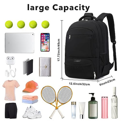 ACESAK Tennis Backpack Tennis Bag for Women Men - Tennis Bag Holds 2 Rackets, Badminton Squash, Pickleball Paddles Balls - color: Black